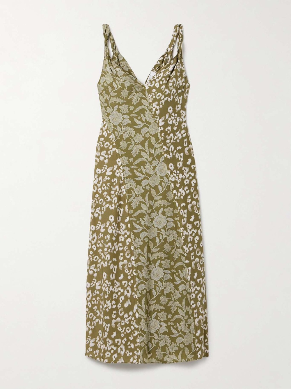 LA LIGNE Joelle printed silk-charmeuse midi dress - size M